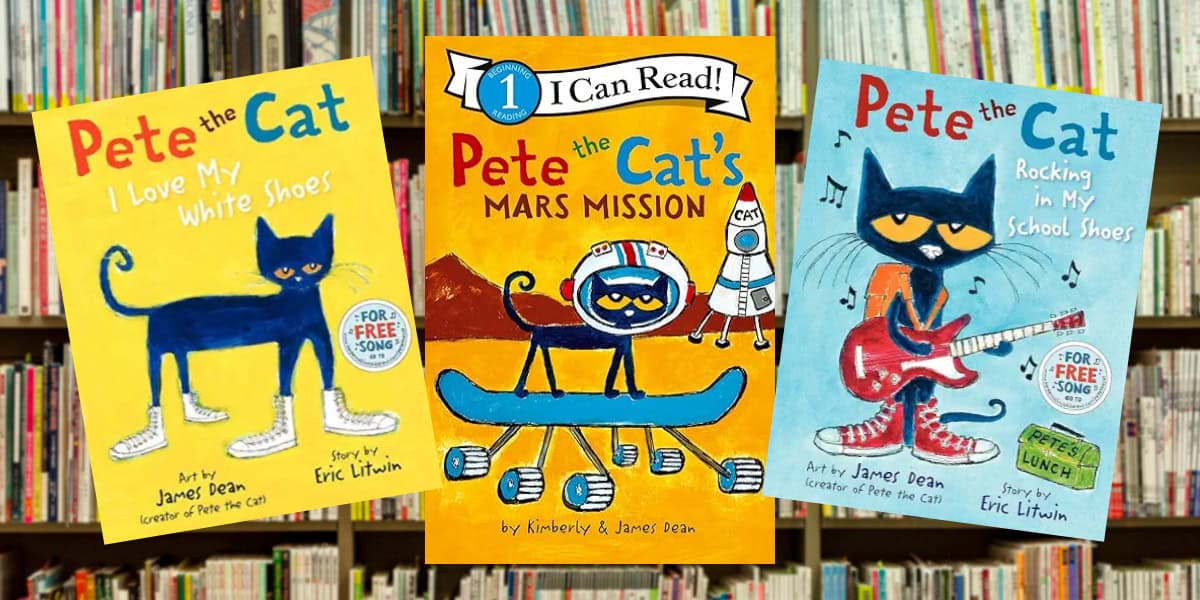 shelf marker lesson with pete the cat books